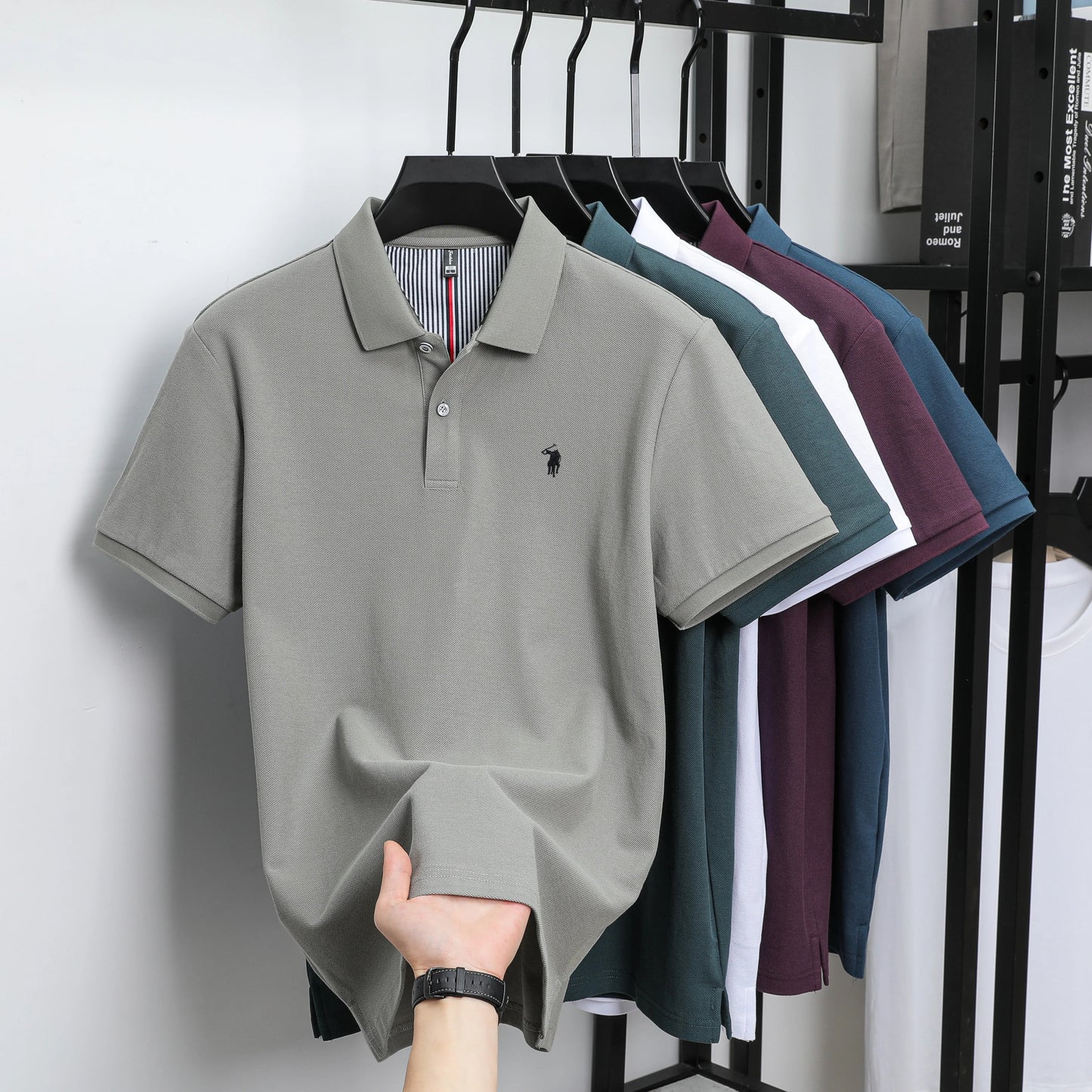 100% pure cotton men's short sleeved summer new golf lapel polo shirt, high-quality designer customized embroidered T-shirt