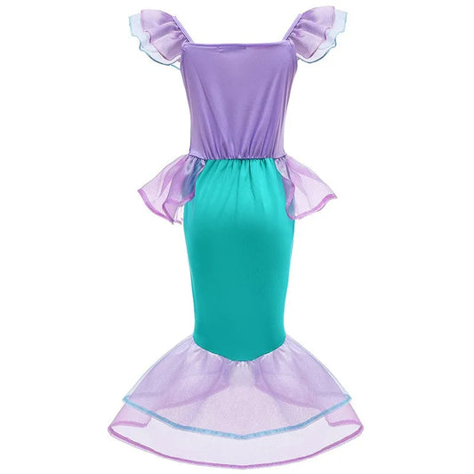 Halloween Little Mermaid Ariel Princess Costume Summer Purple Dress Girls Cosplay Mermaid Carnival Birthday Party Swimsuit Set
