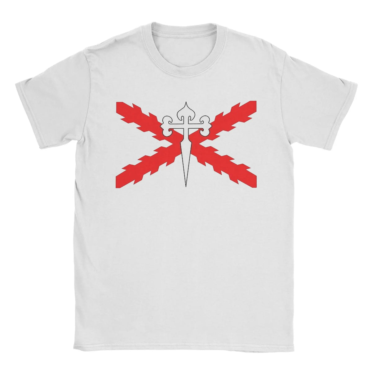 Burgundy Cross Flags Borgona  T-Shirts Spanish Empire  Funny Pure Cotton Tee Shirt Crew Neck Short Sleeve T Shirts Gift Clothes