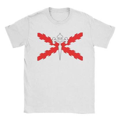 Burgundy Cross Flags Borgona  T-Shirts Spanish Empire  Funny Pure Cotton Tee Shirt Crew Neck Short Sleeve T Shirts Gift Clothes