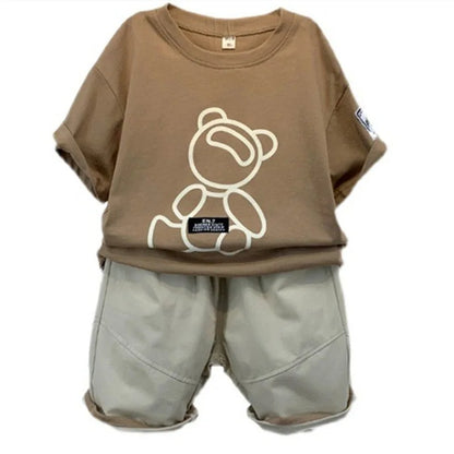 Summer Korean Infant Boys Clothes Sets Fashion Cotton Baby Girls Short T-Shirt Suits Casual