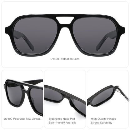 New Arrivals Aviator Polarized Sunglasses Handmade Acetate UV400 Protection Square Pilot Sun Glasses for Women Men