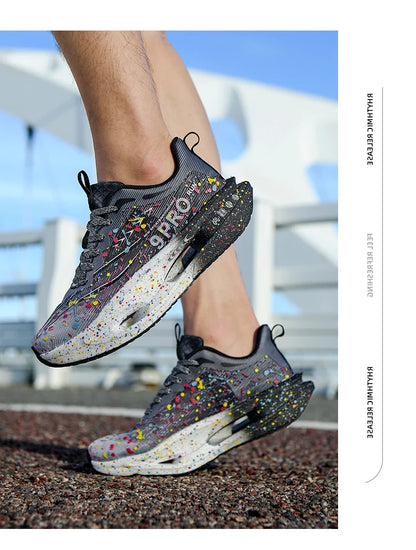 New Carbon Plate Men's Running Shoe Night Fluorescent Cushioning Sneakers Women Lace-Up Lightweight Casual Shoes Jog Shoes