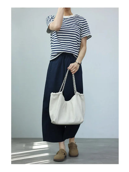 Women Genuine Leather Luxury Chain Single Shoulder Bags Large Capacity Soft Handbag Suitable For Working And Travling