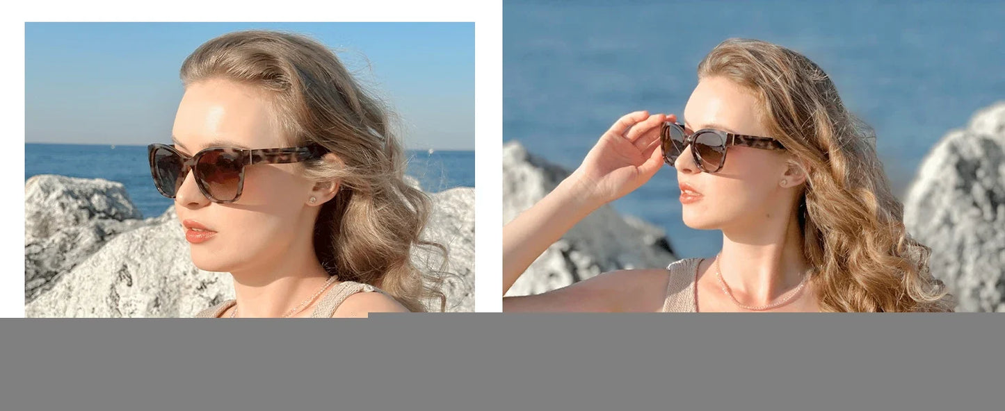 Fashion Cateye Polarized Sunglasses for Women - Oversized Sun Glasses UV400 Protection Retro Shades Designer Style