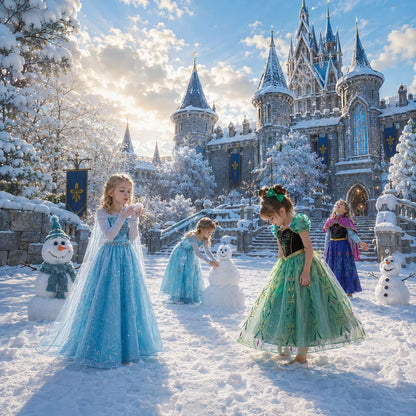 Elsa Anna Snow Queen Princess Dress for Girls Birthday Halloween Christmas Carnival Cosplay Outfit Kids 2-8Y Vestido