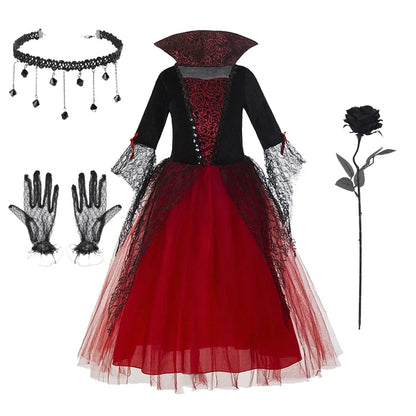 Halloween Costume for Kids Girls Purple Bat Dress Halloween Fantasy Vampire Costume Witch Cosplay Clothes Carnival Party Gifts