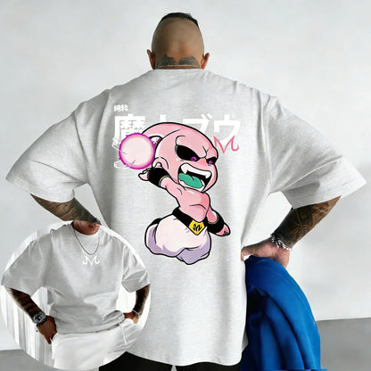 2026 New Dragon Ball Anime Cotton T-shirt Summer New Majin Buu Printed Men's and Women's Street Hip Hop Casual Short Sleeve Top