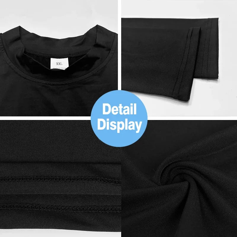 Men Running T-shirts Compression Long Sleeve Sport Shirts Fitness Tight Training Jogging Tees Gym Sportswear Quick Dry Rashgard