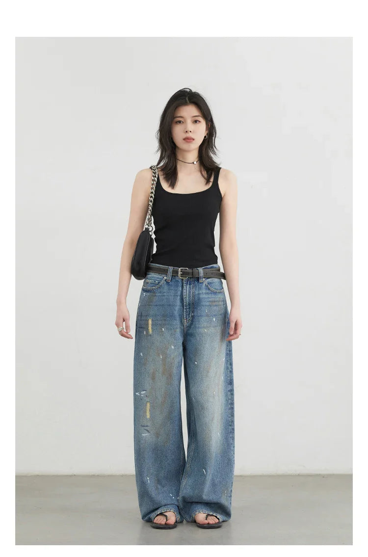 Women Jeans Loose Casual New Retro High Waisted Straight Leg Wide Leg Denim Pants Female Trousers Summer 2025