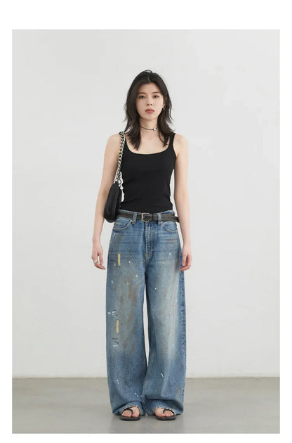 Women Jeans Loose Casual New Retro High Waisted Straight Leg Wide Leg Denim Pants Female Trousers Summer 2025