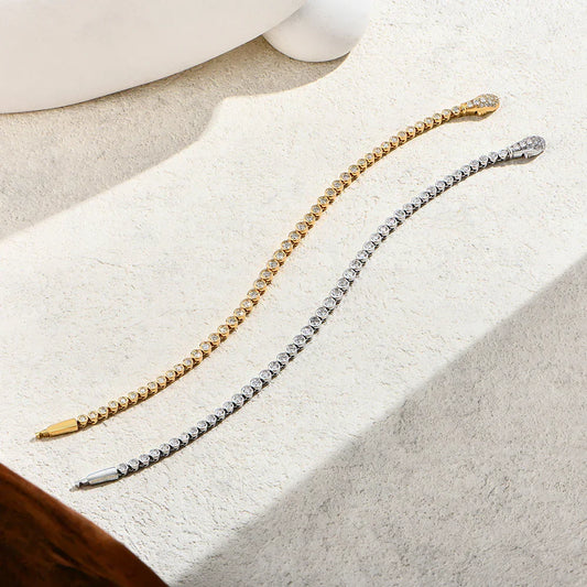 Bracelets tennis originaux en forme de serpent en argent sterling S925, bracelet moissanite taille ronde pour femmes et hommes, bijoux certifiés