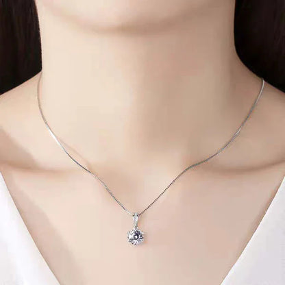 1/2CT D VVS Moissanite Necklace for Women Brilliant Cut Wedding Lab Diamond Pendant Sterling Silver 925 Jewelry Box Chain