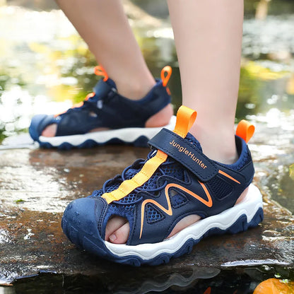 Summer Breathable Anti-Slip Sport Sandals for Boys&Girls Kids Outdoor Closed-Toe Beach Shoes Anti-Bump Water Sandals