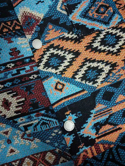 Spring and autumn new ethnic style printed long-sleeve jacket for men, high-end stylish trendy jacket