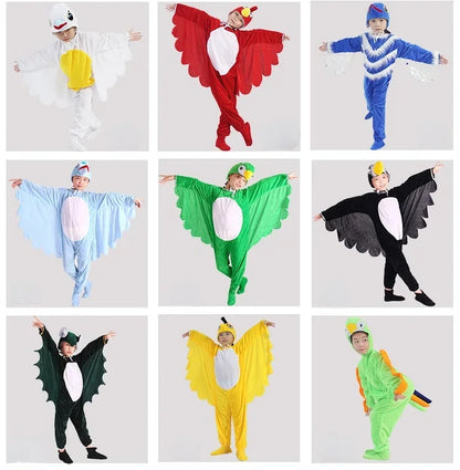 Kids Adults  Animal Bird Oriole Parrot Swallow Eagle Woodpecker Cosplay  Fancy Dress Jumpsuit Costume Gifts Set Halloween