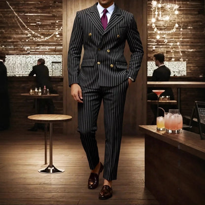 Men's Suit Sets Men's Striped Suits Dress Pants for Business Dinners and Weddings