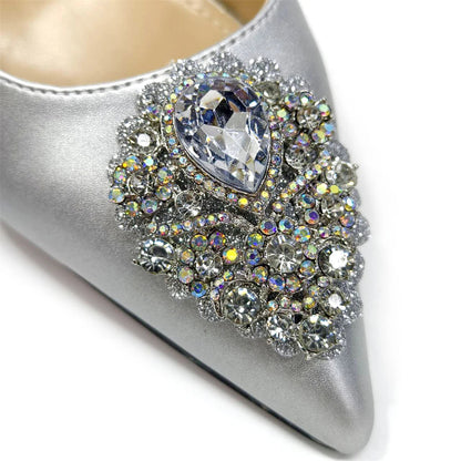 2024 Nigerian Women's Pink High Heel Frosted Crystal Shiny Rhinestone Party Italian Design Pointed Shoes And Bag Set