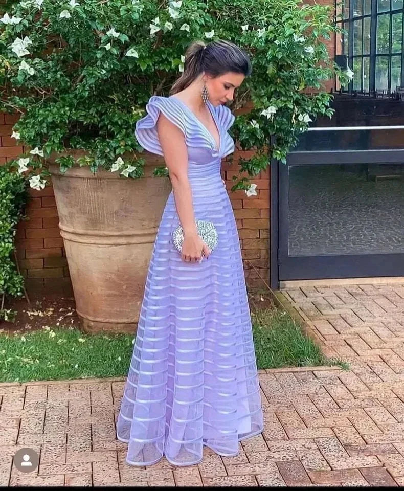 A Line Fuchsia Formal Dresses Pleat Sleeveless Prom Gown for Woman Deep V Neck Wedding Party Dress robe de bal Customized
