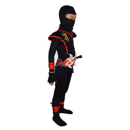 Black Ninja Costume Boy Halloween Japanese Samurai Costume Kid Anime Muscle Costume with Foam Accessories Best Children Gift