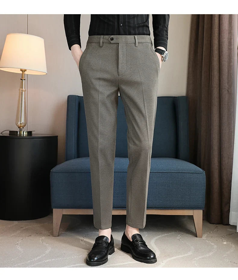 2023 Autumn Winter Thickened Starry Sky Woolen Suit Pant High Quality Men Business Slim Dress Pants Men  Social Casual Pants