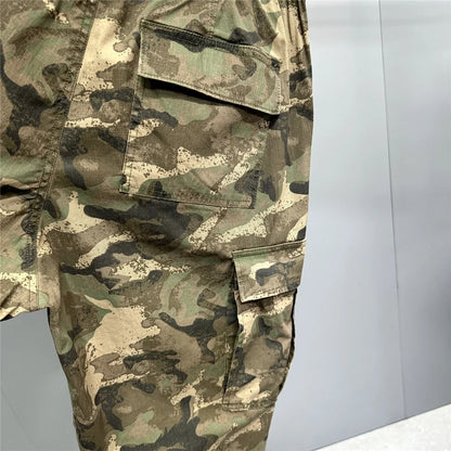 Heavy weight Tactical Cargo Pants For Men Vintage Camo Multi-Pocket Loose Fit Straight Leg Outdoor Streetwear Casual Trousers