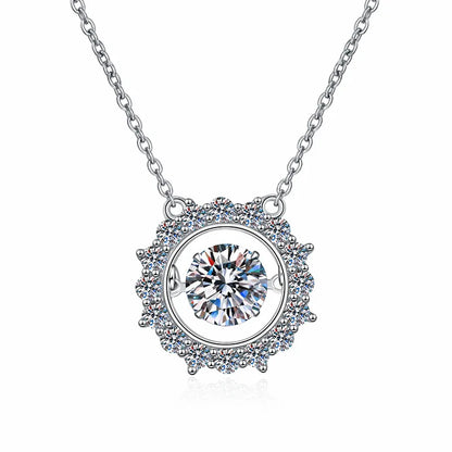 5/6/6.5mm Dancing Stones Zircon/moissanite Necklace for Women Sparkling Lad Diamond Pendant 925 Sterling Silver Wholesale