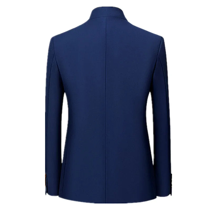 2026 Men's Chinese Style Long Sleeve Suit Jacket Korean Fit Formal Wear Asian Sizes L-7XL in Red White Black Yellow Blue Coat