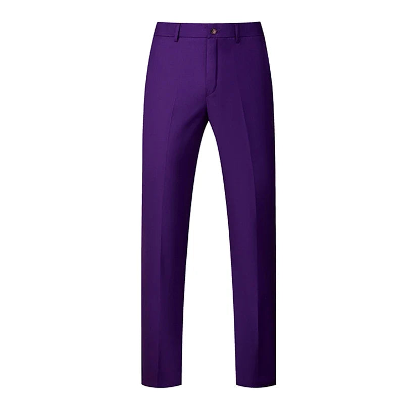 2026 New Men's Rose Red Trousers, Asian Size Blue Formal Pants, Black Pantalon Hombre.
