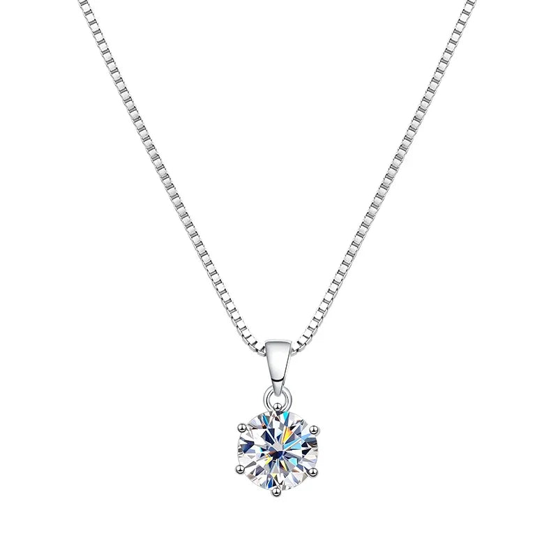 1 2 Carat Real Moissanite Pendant Necklace For Women 6 Prong 100% 925 Sterling Silver Wedding Party Bridal Fine Jewelry