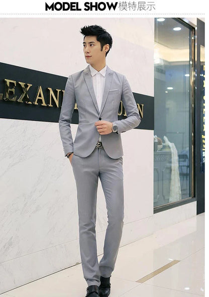 Summer Men's Casual Suit Fashion Business Office Trendy Non-ironing Anti-wrinkle Suit Jacket Solid Color Slim Fit Men's Suit