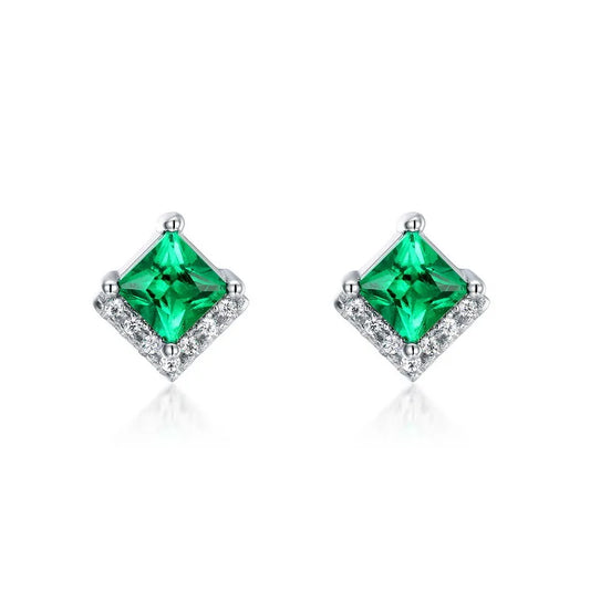 Real 1CT Laboratory Cultivation Emerald Earrings for Women 100% 925 Sterling Silver Diamond Fine Jewelry Gift Wholesale