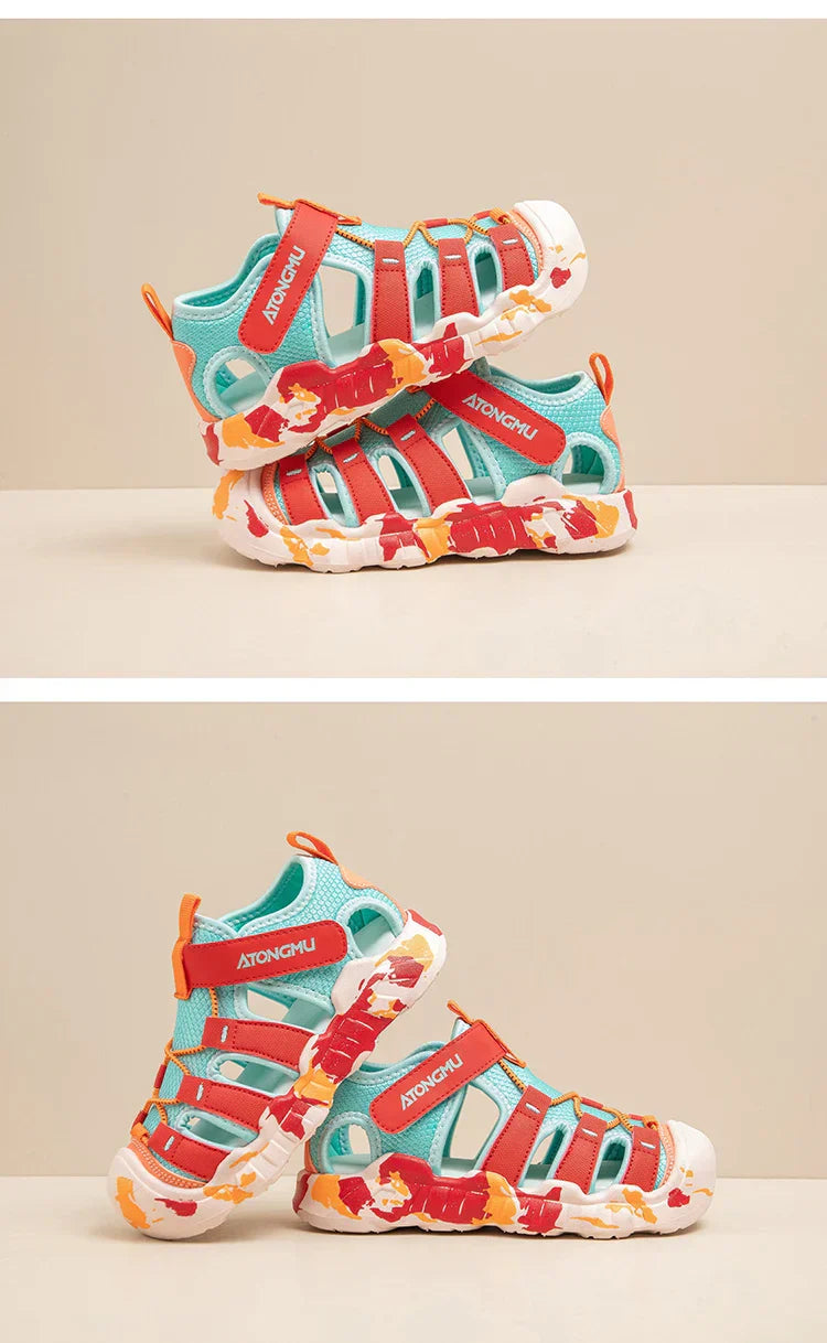 Children Casual Sandals for Boys Girls Sports Sandals New Summer Soft Beach Shoes Toes Capped Outdoor Play Cut-outs Breathable