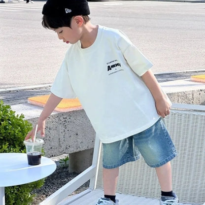 Boys' Casual Short Sleeve T-Shirt 100% Cotton Summer Kids' Clothing Toddler Boys Bestseller