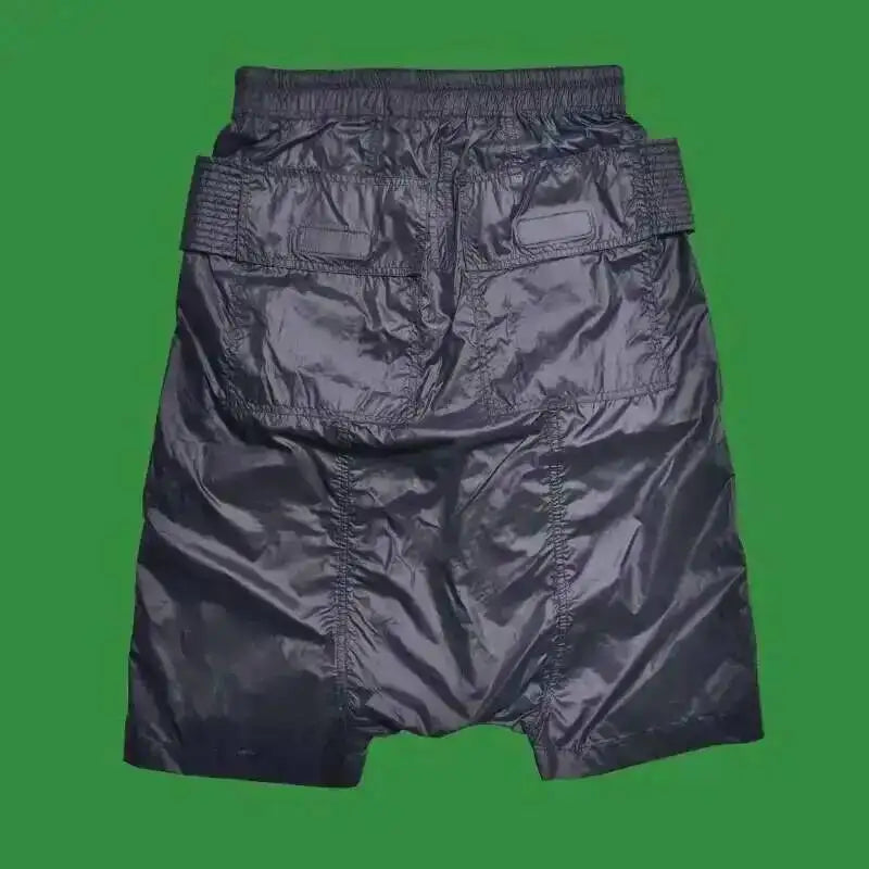 Dark Style Double Ring Fharem Knee Legnth Pants Summer High Street Fashion Drawstring Loose Fit Black Men 's Shorts 12C1243