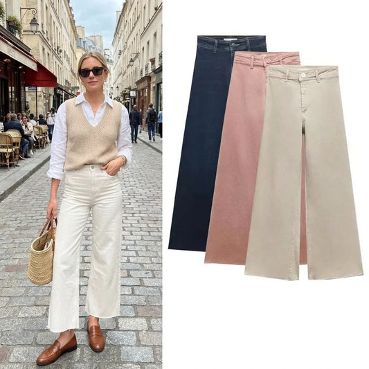 High Waist Straight Leg Navy Sle Women's Jeans Z Brand Slim Fit Casual Pants for Young Ladies Autumn Season