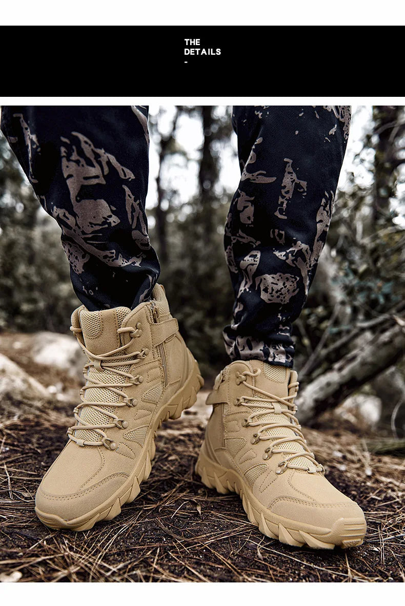 Men Boots Outdoor Combat Ankle Boot Tactical Boots for Man Anti-Slip Motocycle Boots Climbing Hiking Shoes Size 39-46