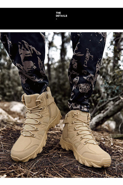 Men Boots Outdoor Combat Ankle Boot Tactical Boots for Man Anti-Slip Motocycle Boots Climbing Hiking Shoes Size 39-46