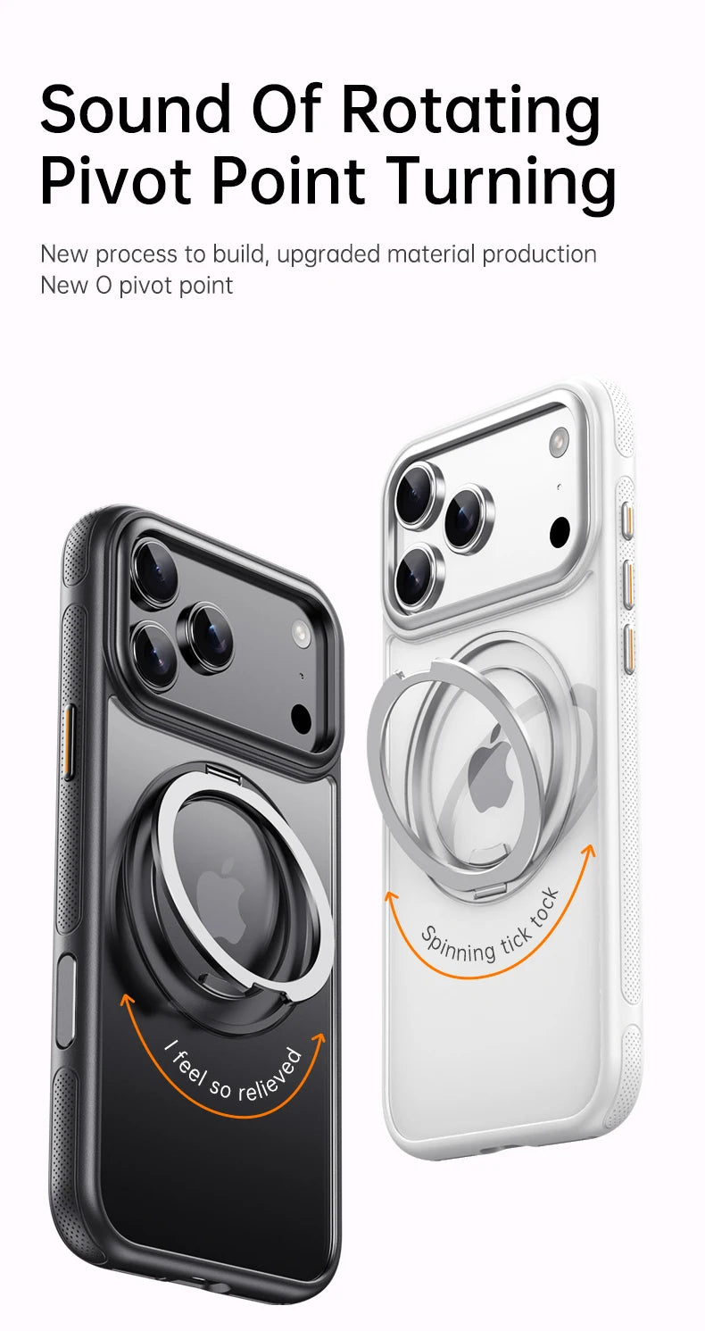 Transparent Magnetic Case for iPhone 17 Air 16 Plus 15 14 13 17 Pro Max 16e 360° Rotating Ring Holder Kickstand Cover LMD003