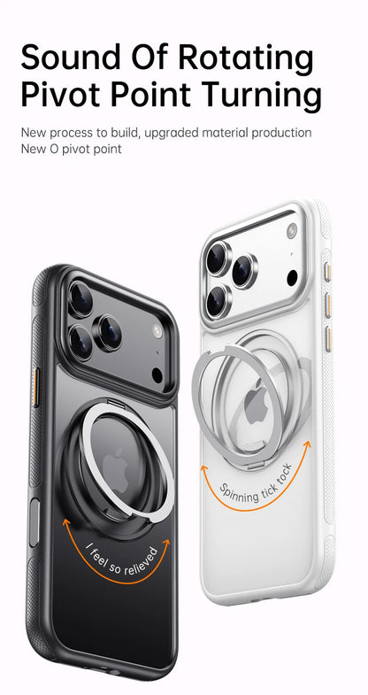 Transparent Magnetic Case for iPhone 17 Air 16 Plus 15 14 13 17 Pro Max 16e 360° Rotating Ring Holder Kickstand Cover LMD003