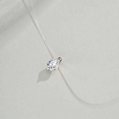 Fishing Line Waterdrop Moissanite Pendant Necklace  Certified 1Carat Pear Cut Diamond Neckchain for Women 925 Silver Jewelry