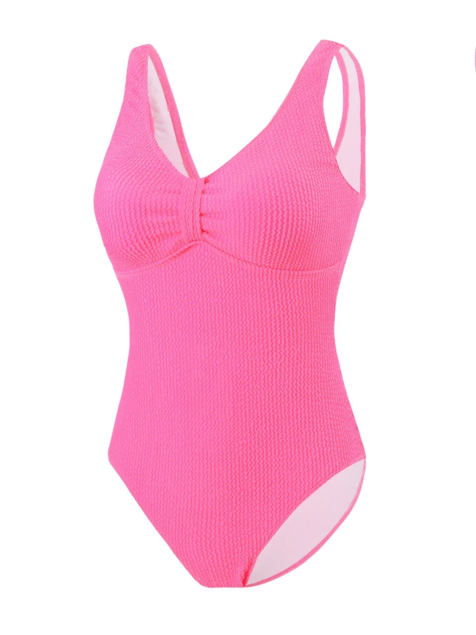 Slim V Neck Swimsuit Women 2025 New One Piece Vacation Swimwear Solid Bodysuit Female Bathers Swimming Monokini Summer Beachwear