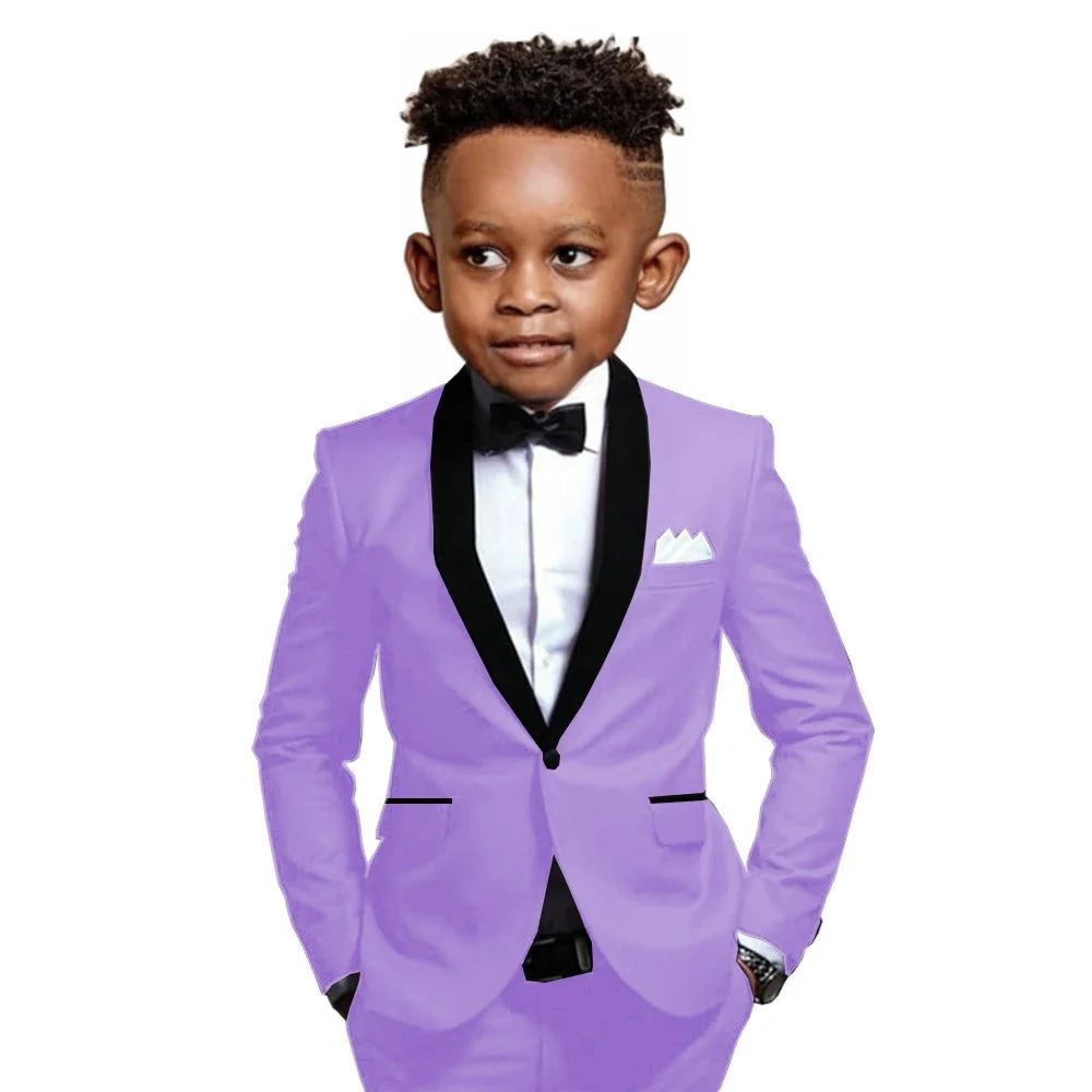 New Boys Formal Suits 2 Pieces Jacket Pants School Activities Wear Stylish One Button Kids Tuxedo Wedding Guest Clothes