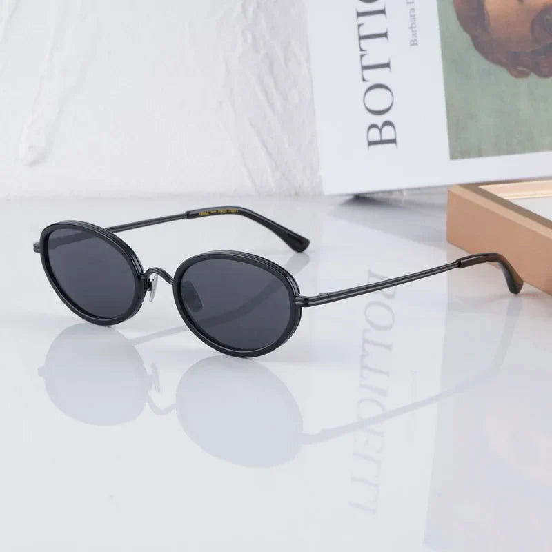 Reign Oval Desgier Women's Sunglasses Alloy Acetate Small Face Fashion Street UV400 High Quality Ultralight Eyeglasses with Case