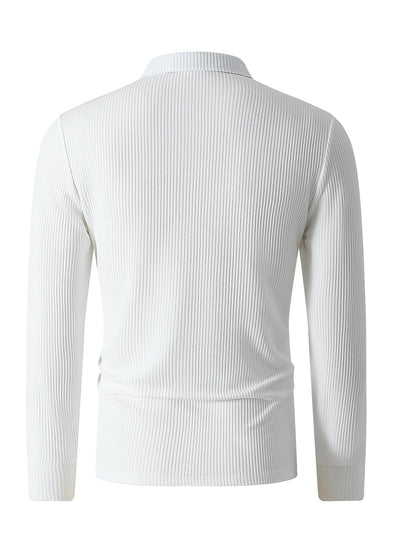 New Light Luxury Light Business Mature Casual Men Sports Retro Style Striped Fashion Men Outdoor Long Sleeve POLO Shirt