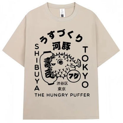 Japanese Style Hokkaido Wave Vintage T-shirt Men Women Harajuku Fashion High Quality T Shirts Oversized Cotton Summer Tee Shirt