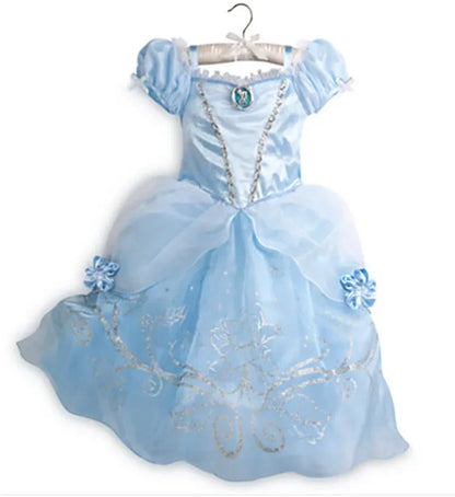 Girls Princess Dress Kids Disney Elsa Anna Snow White Aurora Sofia Rapunzel Cinderella Halloween Costume Children Birthday Party