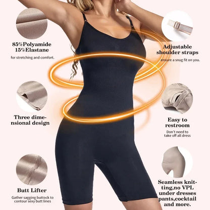 Women Waist Trainer Butt Lifter Seamless Bodysuit Shapewear Body Shaper Strappy-Back Chest Enhancing Corrective Underwear Corset