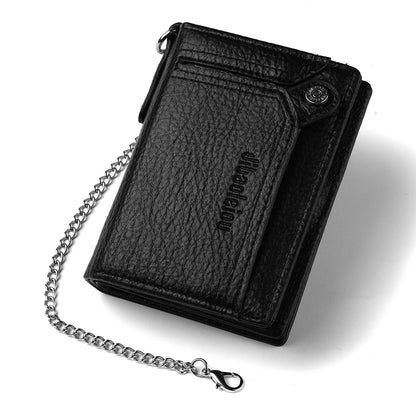 1pc Men's New Multifunctional Wallet, Large Capacity Credit Card Bag, PU Purse With Chain Strap