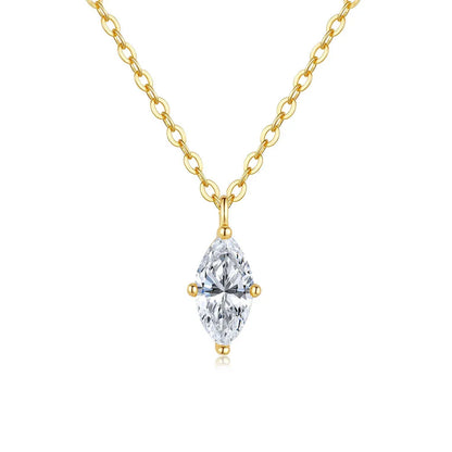 1CT 2CT Marquise Cut Diamond Pendent Necklace GRA Certified 925 Sterling Silver 18k Plated Solitaire Necklace for Women Jewelry